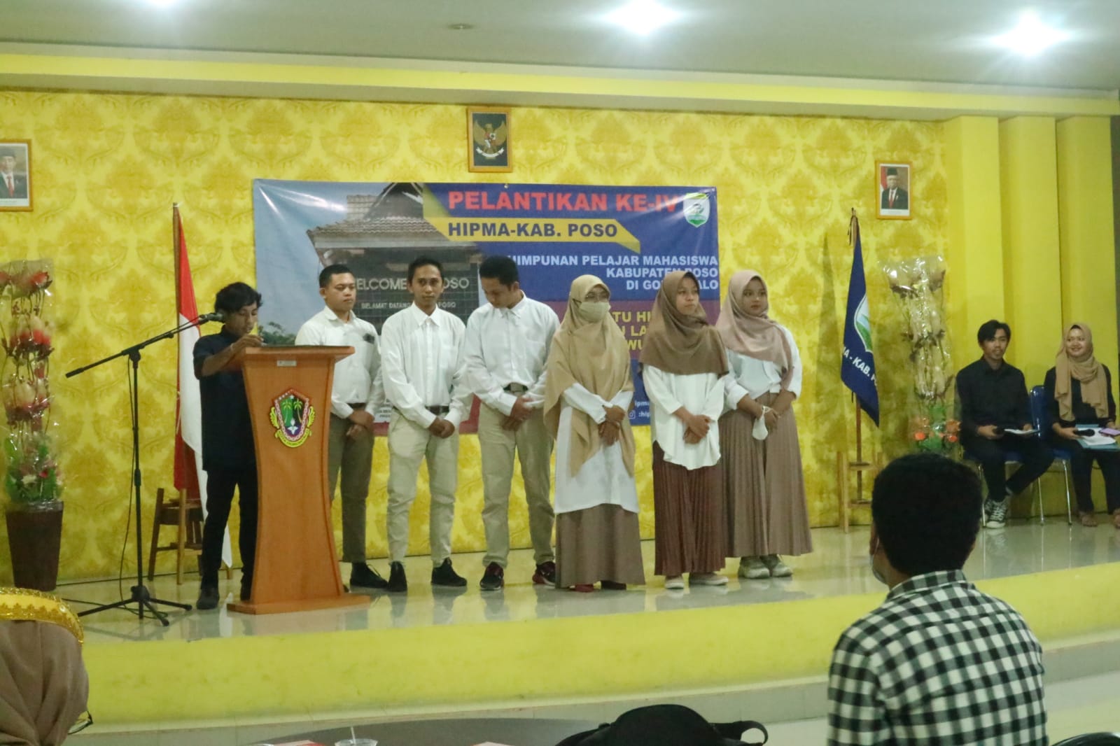 Pelantikan Pengurus Himpunan Pelajar Mahasiswa (HIPMA) Kabupaten Poso di Gorontalo Periode 2021 - 2022 di Aula Inspektorat Kota Gorontalo, Minggu (13/2/2021).